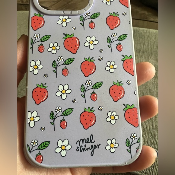 Casetify iPhone 14 Pro Case Mel Stringer Purple Strawberry Protective EUC - Picture 3 of 10